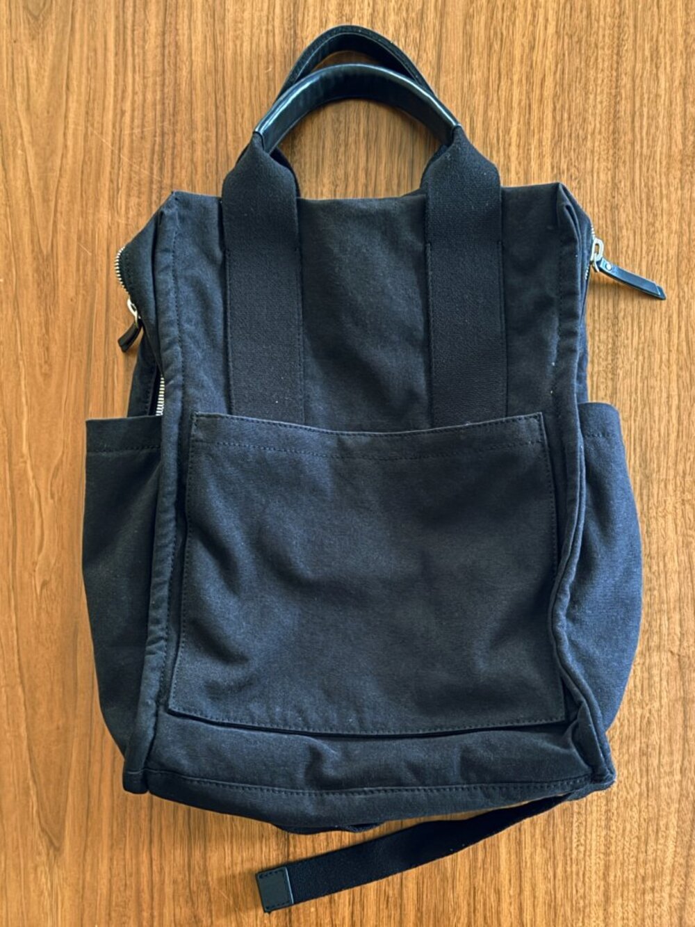 Quince Black Organic Cotton Canvas Convertible Backpack Tote Handbag GUC - Picture 6 of 11